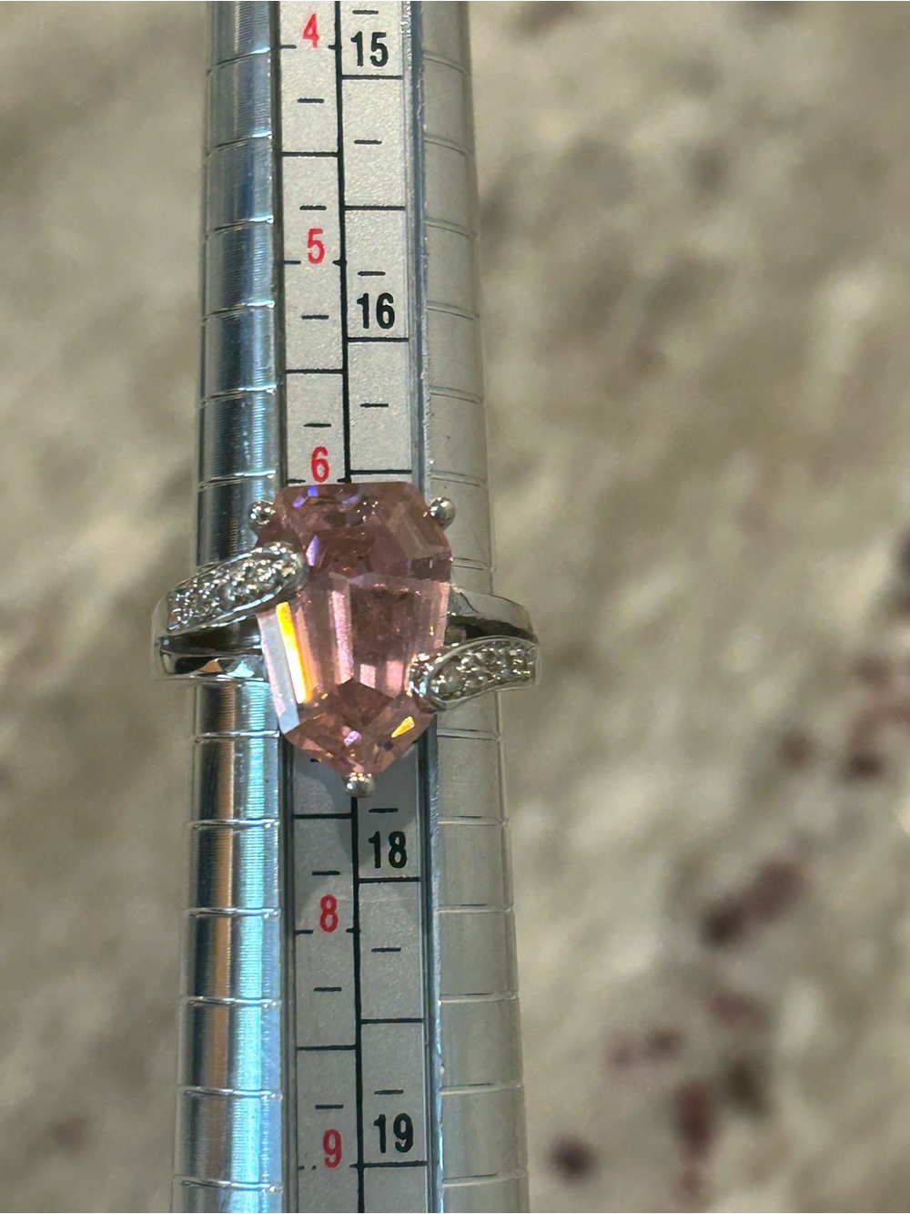 Pink Crystal Statement Ring with Pave Accents